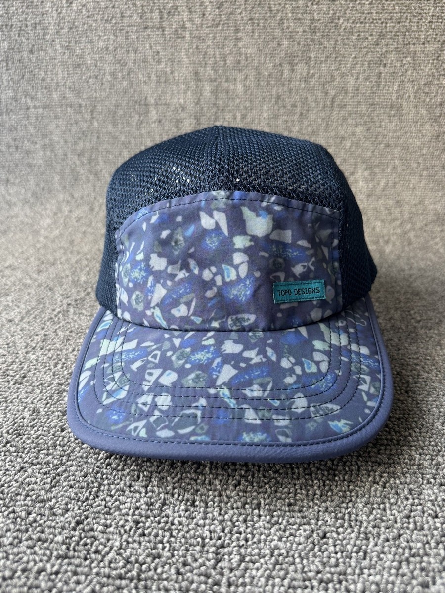 TOPO DESIGNS 5-Panel Cap Mesh Back Flat Brim Blue Pattern Adjustable One Size