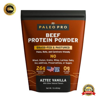 Paleo Pro 26G Beef Protein Powder - Grass Fed Protein Powder Isolate - Vanilla