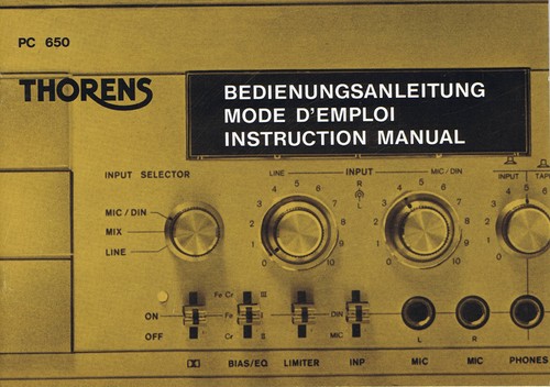 NEW OWNERS MANUAL THORENS CASSETTEN 
