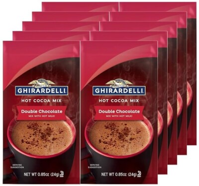 Ghirardelli Double Chocolate Hot Cocoa Mix, 0.85-Ounce Packets (Pack of 10)