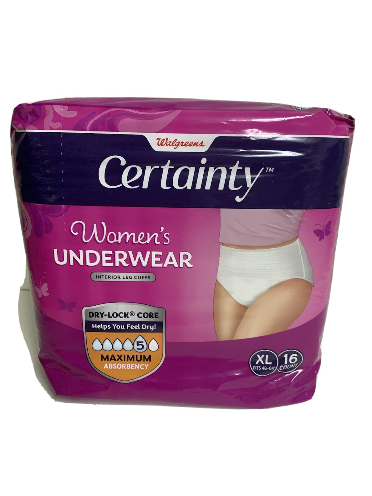 Certainty Women's Underwear Interior Leg Cuffs Maximum Absorbency Size