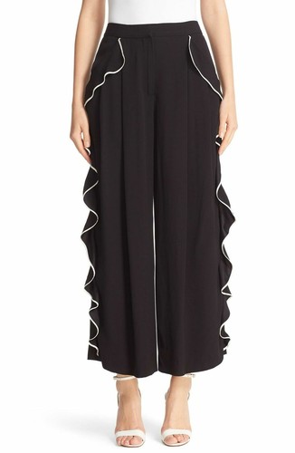 NWT Adam Lippes Crepe Back Satin Ruffle 