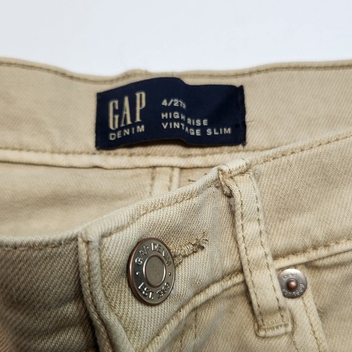 Womens Gap High Rise Vintage Slim Straight Leg Khaki Tan Denim Jeans 4 27R NWT - Picture 3 of 12