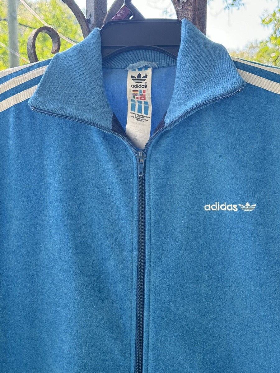 VTG 80s Velour Adidas Track Suit Jacket Only Small EUC Blue VTG 80s Velour Adidas Track Suit Jacket Only Small EUC Blue