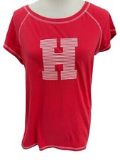 Tommy Hilfiger Big H Logo T-Shirt Pink Vintage Red Pinstripe Womens Size Medium