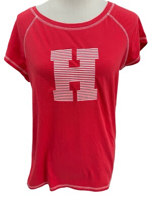 Tommy Hilfiger Big H Logo T-Shirt Pink Vintage Red Pinstripe 