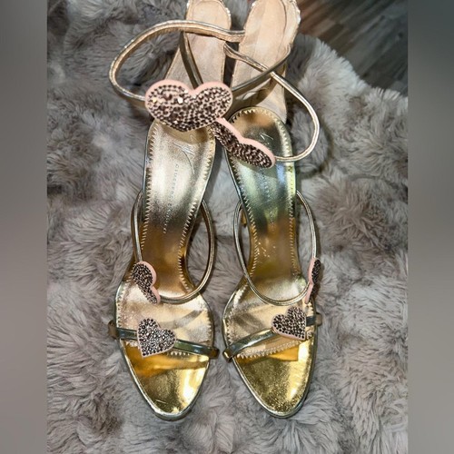 Sandalias Giuseppe Zanotti Oro Rosa Harmony Love Corazones Swarovski, 38.5/8 - Imagen 4 de 9
