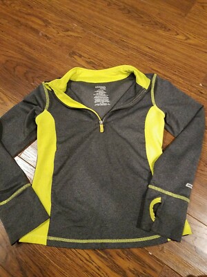 Little Boys Active Sports Gray & Lime Green Fleece Top 6-6x pullover zip