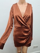 Forever 21 Ladies Brown Mini Wrap Dress Size UK S NEW