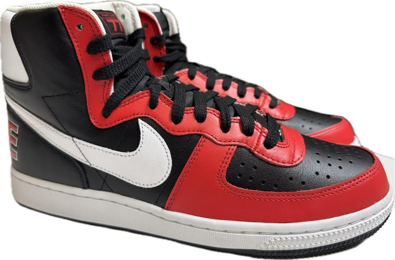 Мужские баскетбольные кроссовки Nike Terminator High Retro черного/красного цвета, размер 13, FN4442-001