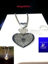 Collana Donna Lunga Cristalli SWAROVSKI Originali Argento Ragazza Diamanti Oro