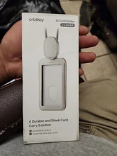 Orbitkey ID Card Holder with Leather & Durable Dyneema Cord With Lanyard, Stone