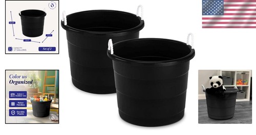Eco-Friendly 2-Pack 17-Gallon Utility Tub with Rope Handles - Versatile Storage - Picture 2 of 11