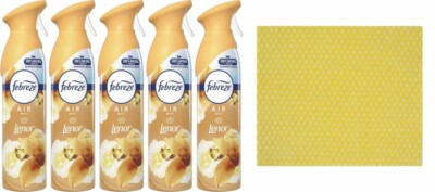 5 x Febreze Luftnebel, Lufterfrischer Spray, Goldororchidee - 300ml. + Reinigungstuch