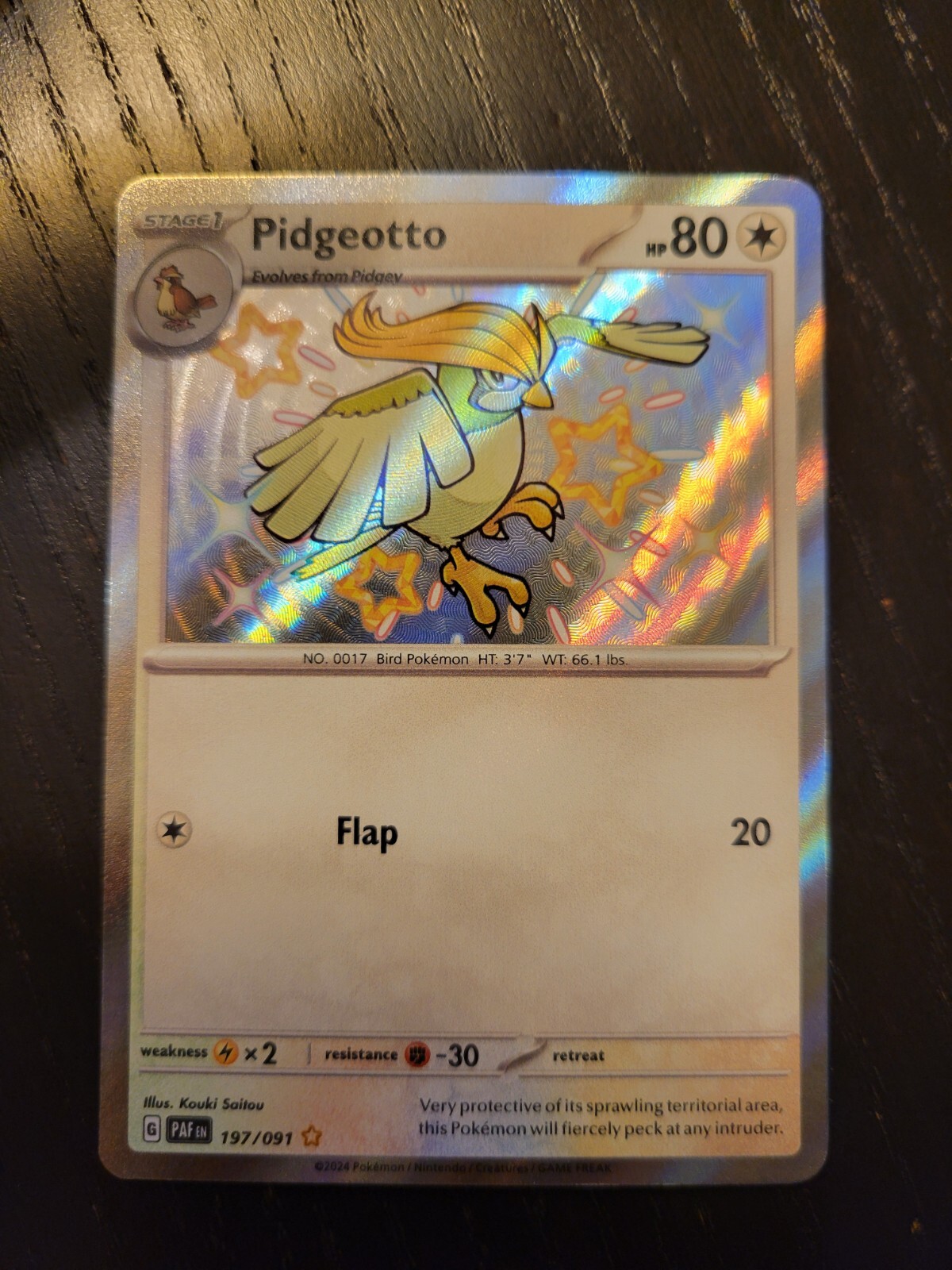 Pokemon TCG Paldean Fates Holo Shiny Rare Pidgeotto 197/091