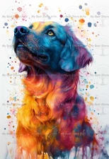 DOG ART PRINT, Rainbow Animal Pet Poster, Fantasy Puppy Abstract Home Decor E221