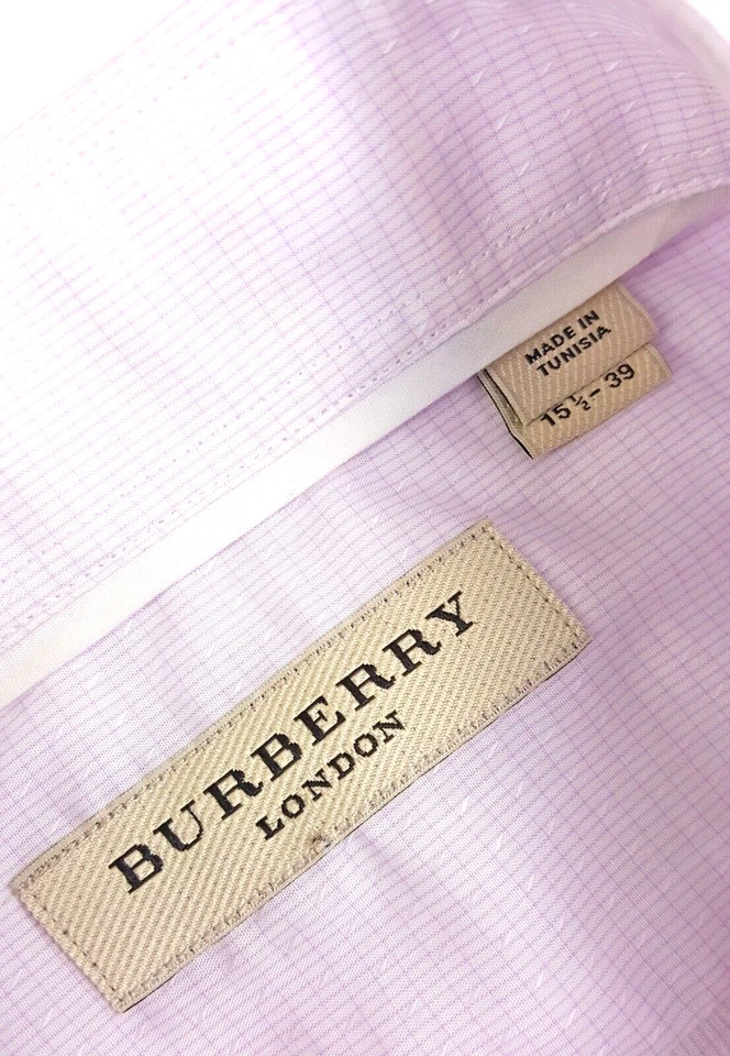 AUTH Burberry 15.5 Lavender Geometric Dress Shirt - Imagem 3 de 4