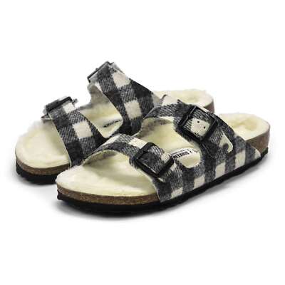 Birkenstock Arizona Rivet Wool Felt Shearling Charcoal Sandals Men’s 42 Birkenstock Arizona Shearling Sandals - Men main image 2