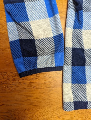 OshKosh Fleece Jacket Blue Black White checked Zip up long sleeve Size 8 coat - Picture 5 of 7