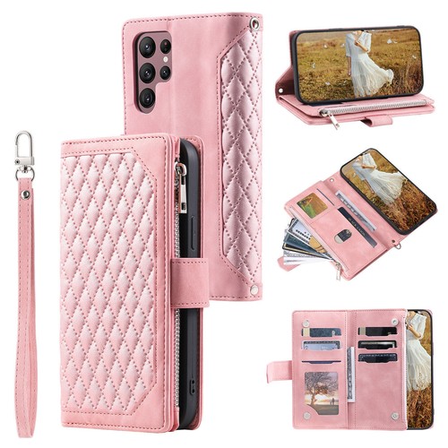 Luxury Grid Totem Leather Wallet Cover Case For A15 A53 A54 A13 A14 A23 A12 A05 - Picture 6 of 29