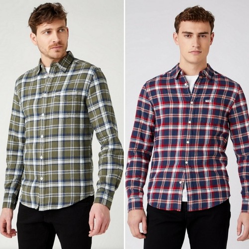 WRANGLER One Pocket Shirt Red W5F1B3X47 CAMICIA COTONE CALDO IVY GREEN W5F1B3XIX - 第 1/6 張圖片
