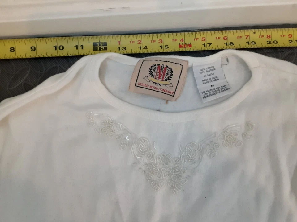 Bugle Boy For Her Vintage 90’s Long Sleeve  Front Ivory Shirt Size Medium #S38 - Image 2 of 3