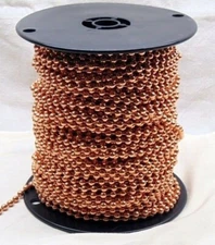 20 feet Solid COPPER BALL #13 CHAIN 6.3mm bead + 10 Connector ~ Made in USA