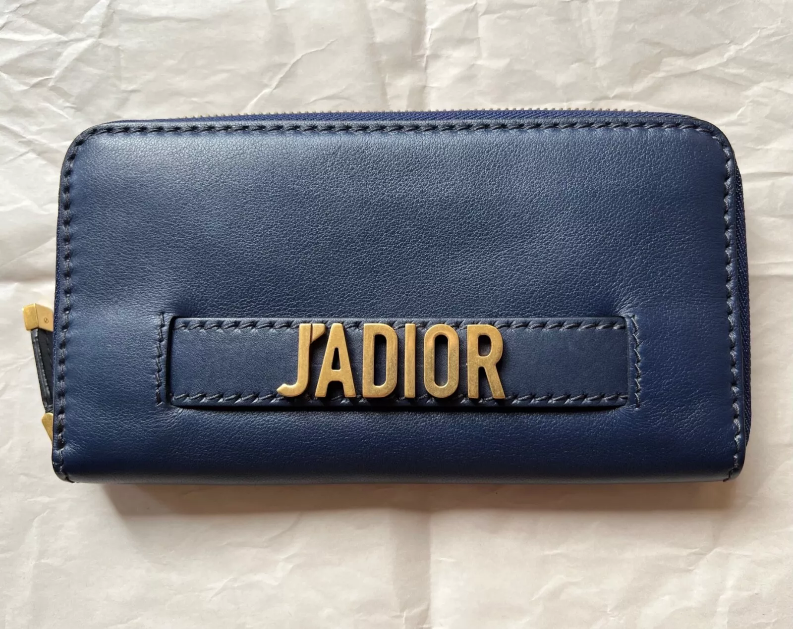 PORTEFEUILLE LONG ZIPPÉ DIOR J'ADIOR BLEU FABRIQUÉ EN ITALIE