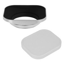 46mm Square Metal Lens Hood for Olympus M. Zuiko Digital ED 12mm f2.0 Silver