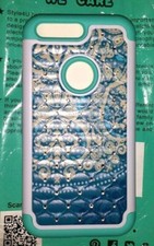 Google Pixel Case Bling Studded Rhinestone Crystal Hybrid Armor Teal Style4U