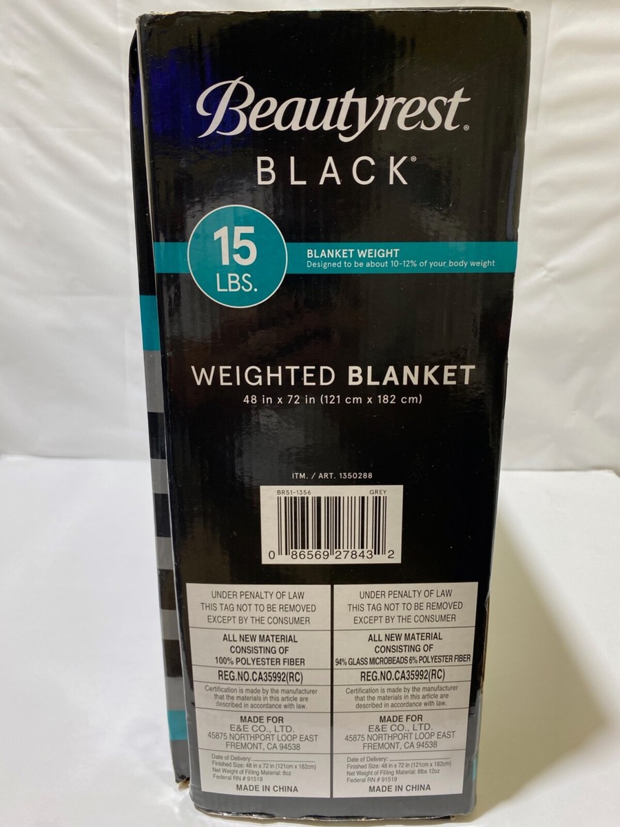 Beautyrest Blanket Weighted 15 LB Gray Velvet 48 X 72 Anxiety