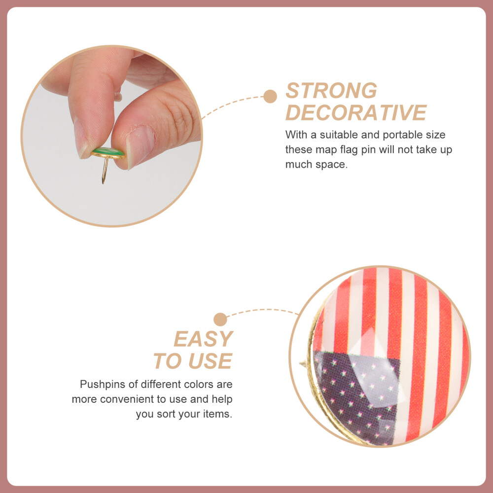 218 Pcs Map Flag Push Pins Cork Board Kraft Paper Travel Office World