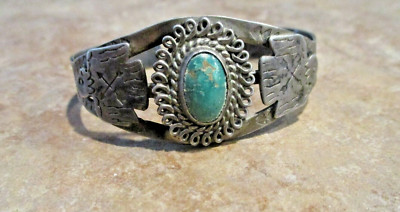 REAL OLD 1940's / 50's Navajo Sterling Silver Turquoise