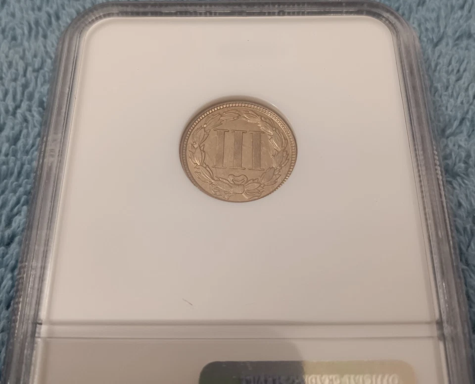 1865 3CN Three Cents, NGC MS-63, BU and well toned - Image 4 of 4