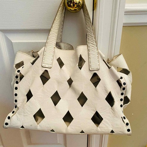 FALOR FIRENZE Italia White Leather Tote Bag F2120 - Picture 2 of 12