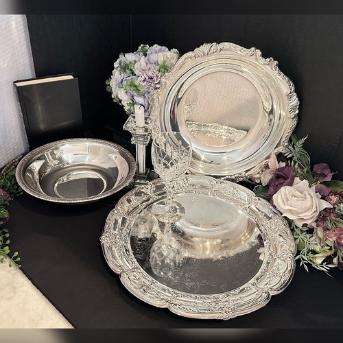 Silver Plated Serving Dishes Vintage Mixed Makers Silverplated Decorative Trays* - Picture 3 of 10