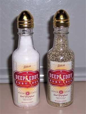DEEP EDDY Ruby Red Grapefruit Salt & Pepper Shaker Set 50ml Bottles 4.5'' x 1.25''