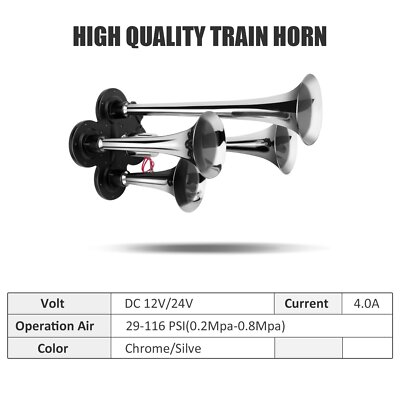 Train Horns Jacgood Train Horn Kit 12V 150DB 120PSI 4-Trumpet Chrome Air Horn Compressor 6L Tank Train Air Compressor Kits For Any Vehicle Truck Car Jeep SUV Truck Air Horn