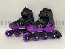 Fyhart Youth Adjustable Inline Skates W/ Light Up Wheels Purple Black 9961B