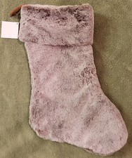 Christmas Shoppe Brown Taupe Faux Fur Stocking 17.5  Hobby Lobby Christmas Soft