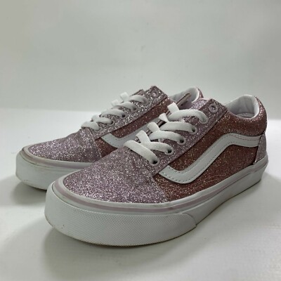 Vans Girls Old Skool Low Pink Glitter Sparkle Size Sneakers