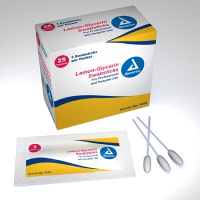 Dynarex Oral Swabstick Foam Tip Lemon Glycerin - Box of 75