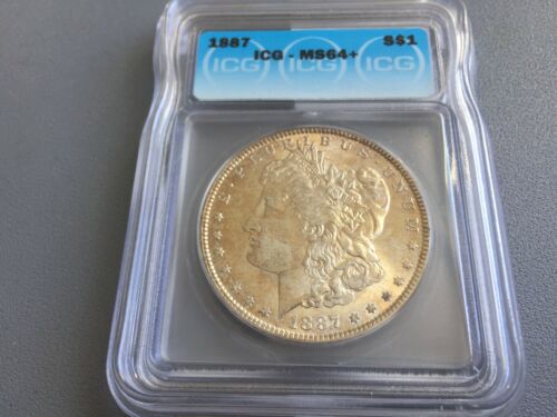1887 Morgan Silber Dollar ICG MS64 + Schöne Münze Schöne Regenbogen Toning - Picture 7 of 12