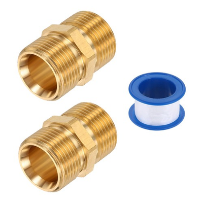 #ad 2 Pcs M22 15mm Male to M22 15mm Male Pressure Washer Adapter HOSE Brass Fitting $20.72