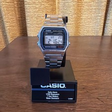 Casio Vintage Alarm Chronograph Digital Watch Men's A158W Stainless Steel Band