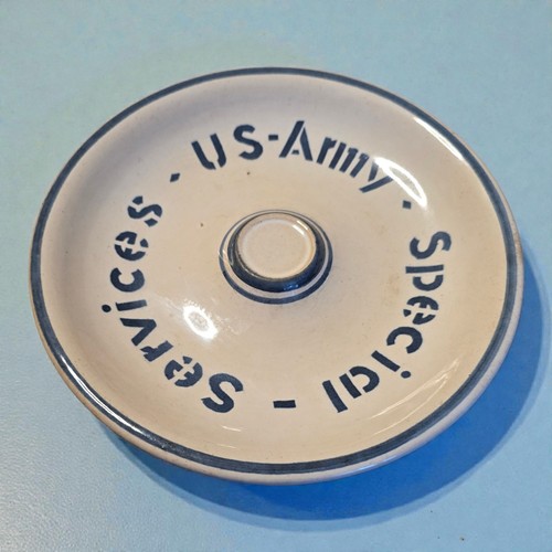 Vintage US Army Special Services Ceramic Ashtray Dish United States Military 8"