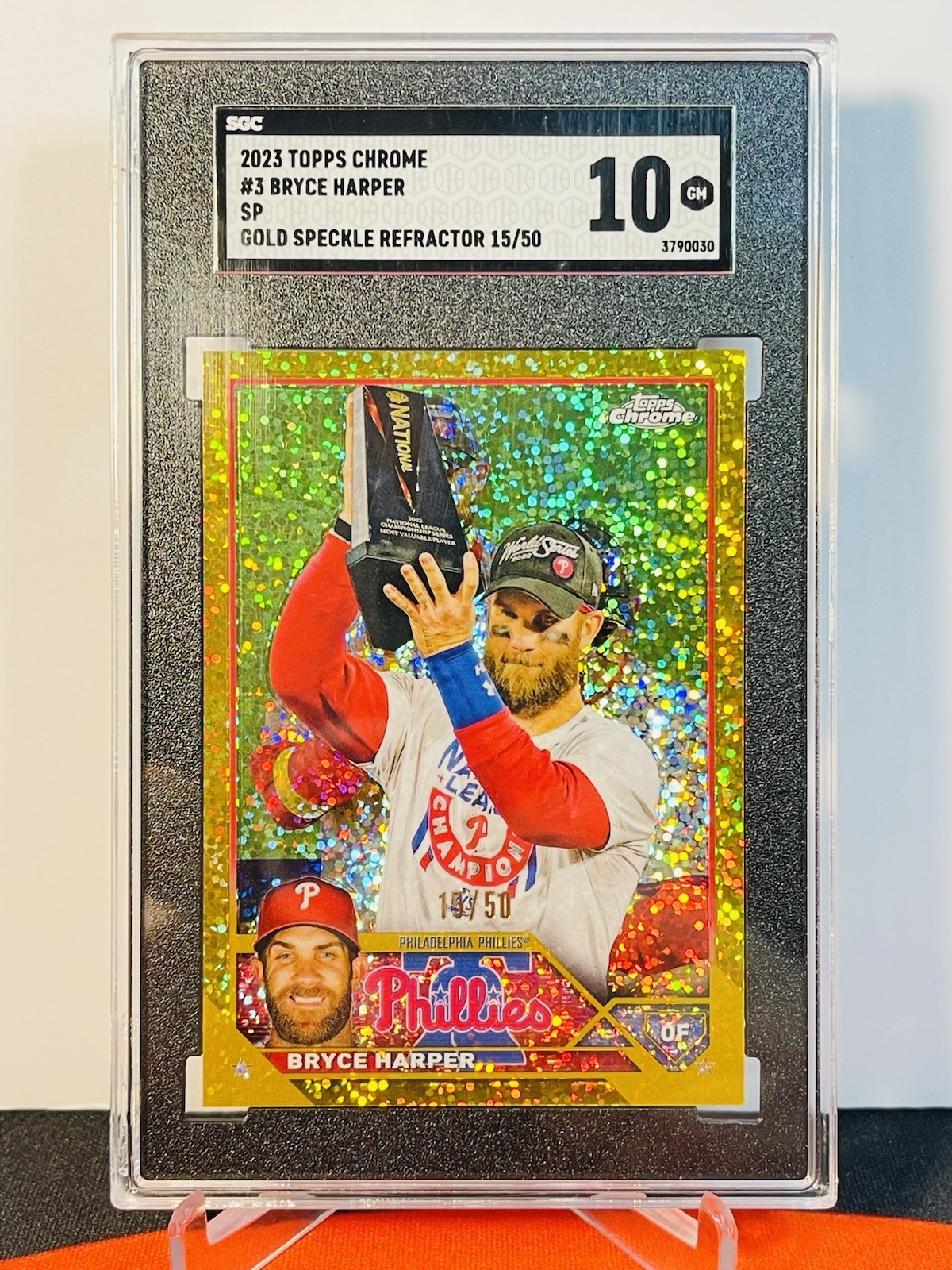 2023 Topps Chrome Image Variation Bryce Harper /50 Gold Speckle #3 SGC 10 SP