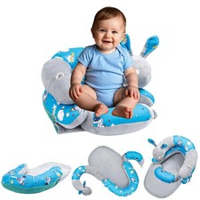 2-in-1 Tummy Time Mat Floor Seated Support Pillow, Baby Tummy Time Mat for Ne...