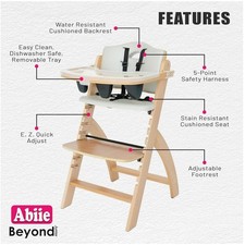 Convertible 3-in-1 Baby Highchair - Natural Wood/Dove Grey
