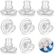 18K Gold Locking Secure Earring Backs for Studs, Silicone Replacements for Studs